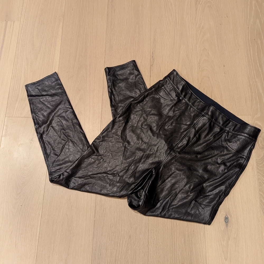 Black Faux Leather Leggings XL Tall